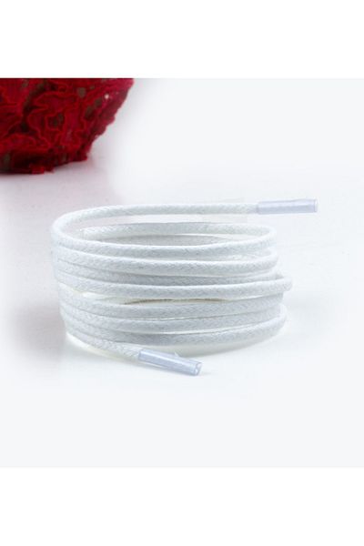 AiryFooT Waxed Round Laces, Shoelaces White 120 Cm 1 Pair
