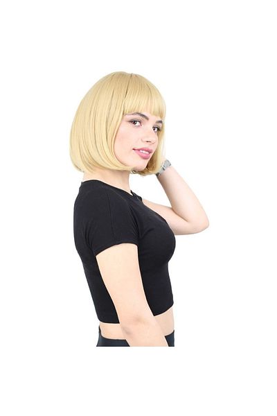 KONAK PERUK Yellow Fiber Synthetic Short Perch Wig