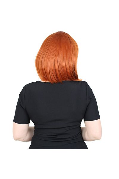 KONAK PERUK Copper Colored Flat Bangs Fiber Wig