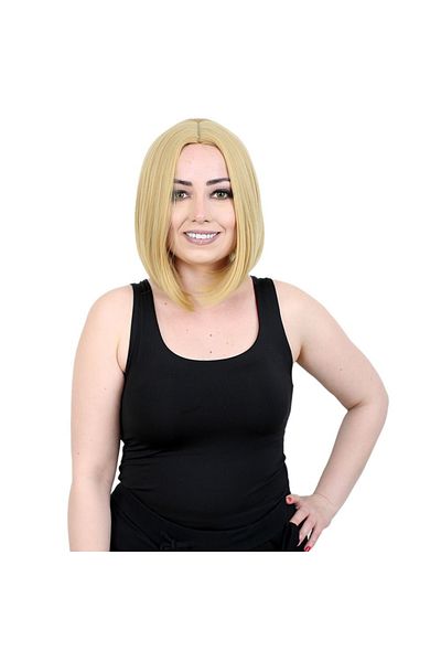 KONAK PERUK Yellow Synthetic Fiber Wig - No Bangs and Short