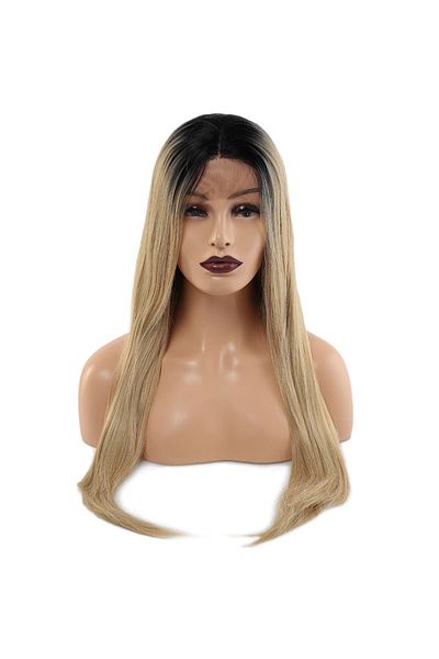 KONAK PERUK Black Ombreli Fiber Synthetic Long Tulle Wig
