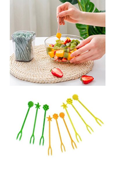 Özkan Ambalaj Temizlik Plastic Colored Presentation Chips Fruit Fork 1000 Pieces