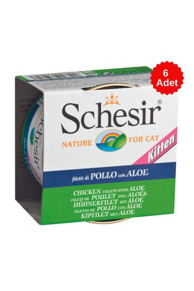 Schesir Kitten Tavuk Etli Ve Aloeveralı Yavru Kedi Konservesi 85 Gr 6 Adet