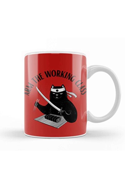 Baskı Dükkanı Arm The Working Class Ninja Cat Arm Gift Mug Glass Porcelain