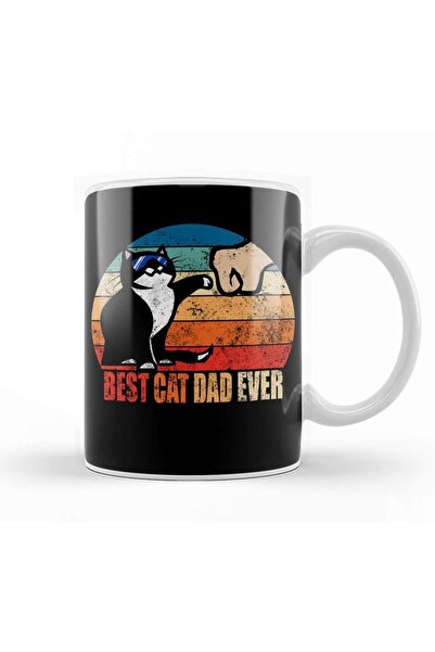 Baskı Dükkanı Best Cat Dad Ever Funny Cat Daddy Father Day Vintage 08 Kupa Ba...