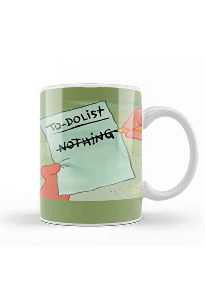 Baskı Dükkanı باتريك سبونج بوب قائمة المهام كوب زجاجي من البورسلين