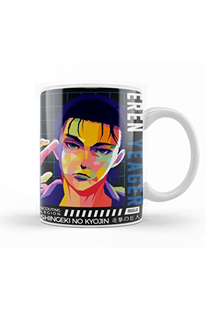 Baskı Dükkanı كوب بورسلين من Attack On Titan Eren Yeager