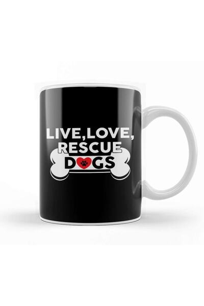 Baskı Dükkanı كوب بورسلين من لايف لوف ريسكيو دوجز لطيف للكلاب