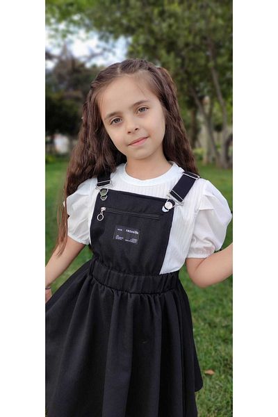 Pink Hippo Kids Girl's Short Balloon Sleeve Badi and Gabardine Gilet Dress