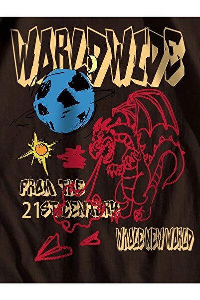 Mad&Calf Unisex Worldwide From The 21st Century Printed Oversize T-shirt