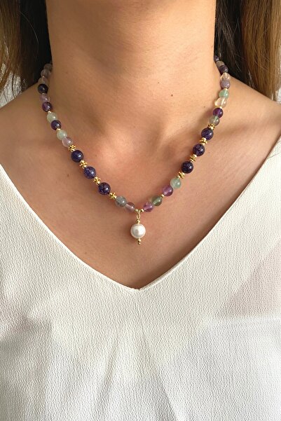 Suerte Accessories Florit Doğal Taş Mayorka (majorika) Inci Uçlu El Yapımı Öz...