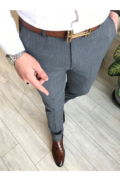 Tarz Cool Εποχιακό καπνιστό παντελόνι Italian Cut Slim Fit