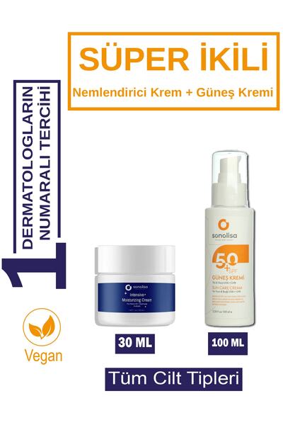 Süper 2'li Cilt Bakım Seti +50 Spf Güneş Kremi 100 Ml + Yoğun Nemlendirici Krem 50 Ml