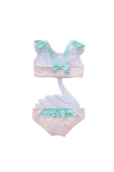 Petityu Pink Swan Swimsuit Girl Baby Children's Swimsuit 6 Years- 7 Years