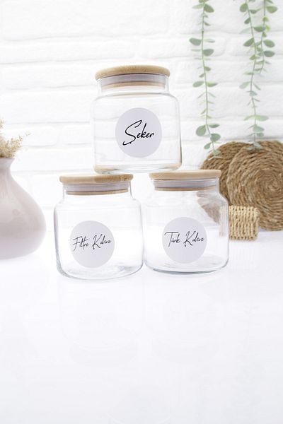 zezedesing Glass Turkish Coffee-filter Coffee-sugar Storage Jar with Bamboo Lid 500ml