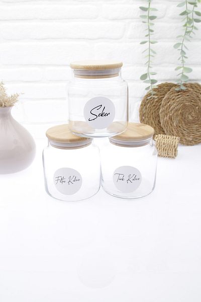 zezedesing Glass Turkish Coffee-filter Coffee-sugar Storage Jar with Bamboo Lid 500ml