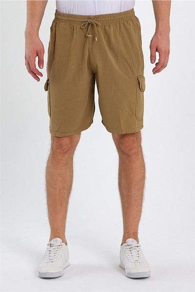 Tarz Cool Ανδρικό καφέ Cargo Pocket Regular Lenn σορτς με κορδόνια-crepesrt01r01s