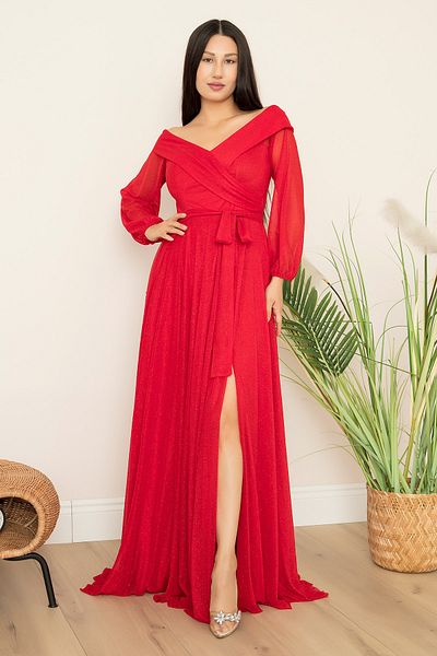 PULLIMM Rochie de seară din tul cu sclipici cu șireturi 38957
