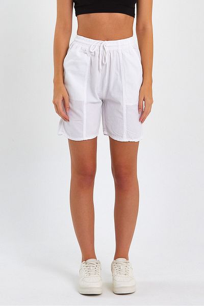 Tarz Cool Pantaloni scurți de in alb - damă, croială relaxată