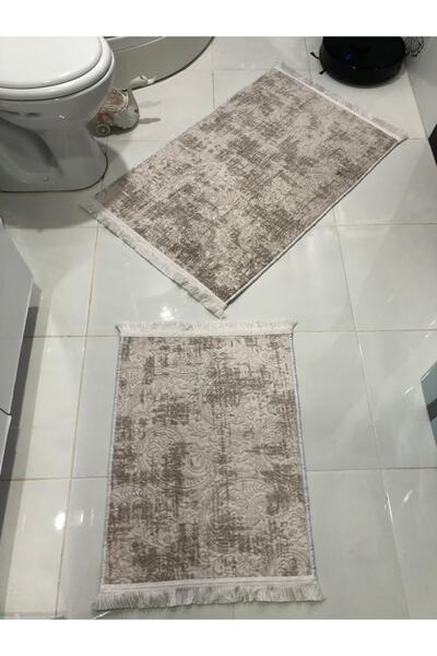 MBA Banyo Paspas Takımı Ikili Kaymaz Taban Makinada Yıkanabilir