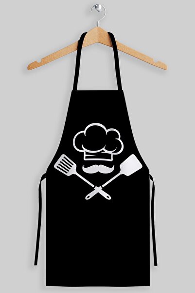 AYSHOME Ays Home Büyük Ebat Erkek Siyah Şef Aşçı Önlüğü (65 Cm X85 Cm)