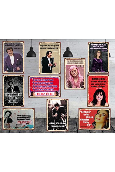 TAKIFİX Müslüm Gürses Yıldız Tilbe 10 Adet 20x30 Cm Mdf Tablo Seti