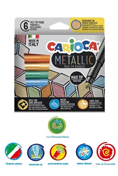 CARIOCA - Metalik Keçeli Kalem Maxi Uç - 6 Parça