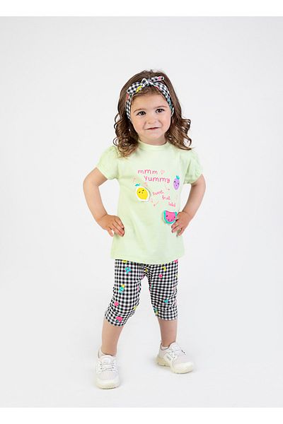 Harika KIDS مجموعة باندانا صيفية أساسية بأكمام قصيرة ومطبوعة بشكل لذيذ للفتيات الصغيرات من 6 إلى 24 شهرًا