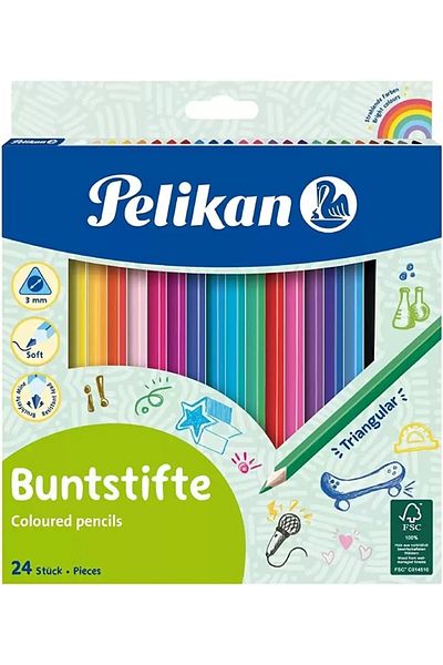 Pelikan علبة مثلثة لأقلام التلوين الجافة مكونة من 24 قطعة