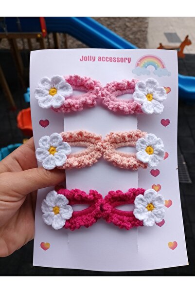 Jolly accesory Çok Renkli 6'lı Anne Ve Çocuk Örgü Toka Seti