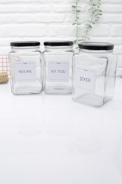 zezedesing Glass Nescafe-milk Powder-candy Storage Jar with Black Lid 1600ml