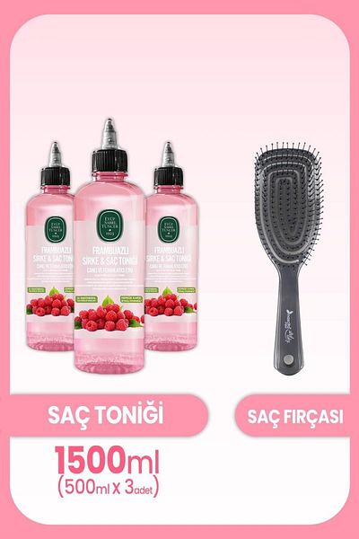 Eyüp Sabri Tuncer Raspberry Vinegar & Tonic 500 Ml X 3 Pieces And Hair Brush