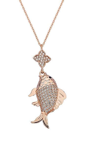 Argentum Concept 925 Ayar Gümüş Rose Balık Kolye - 23177701