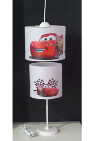 TEKAY AYDINLATMA Children's Room Car Chandelier Lampshade Set White Metal Leg