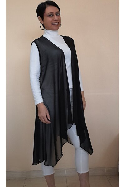Mertcan Butik Black Casual Tulle Vest