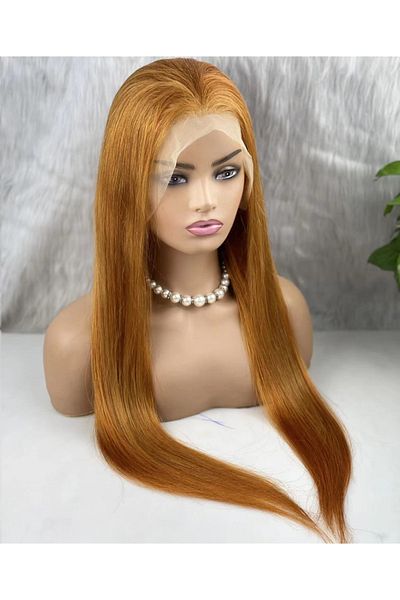 KONAK PERUK Real Front Lace Tulle Wig - Straight - Vibrant Copper 70-75cm
