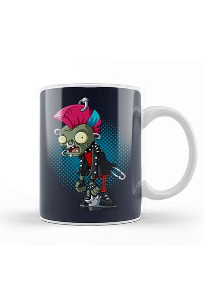 Baskı Dükkanı كوب بورسلين من Plants Vs Zombies Punk Zombie