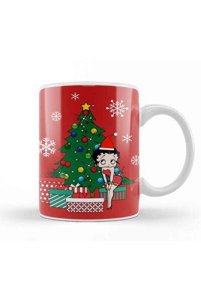 Baskı Dükkanı Betty Boop Around The Christmas Tree Mug Glass Porcelain