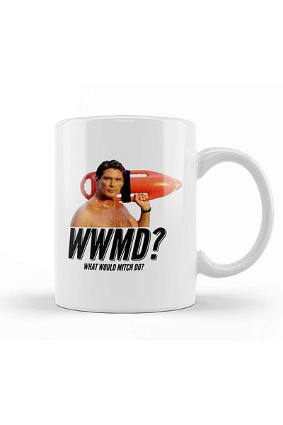 Baskı Dükkanı Baywatch What Would Mitch Do David Hasselhof Mug Glass Porcelain