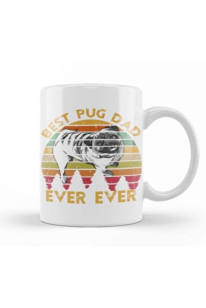 Baskı Dükkanı كوب من البورسلين بتصميم كلاسيكي كلاسيكي Best Pug Dad Ever