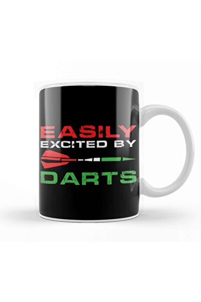 Baskı Dükkanı Easily Excited By Darts Dartist Bullseye Dart Throwing Team Mug...
