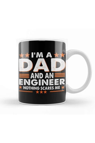 Baskı Dükkanı أنا أب ومهندس لا شيء يخيفني كوب زجاجي من البورسلين