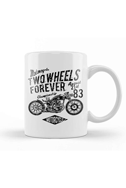 Baskı Dükkanı Two Wheels Forever Motorcycle Mug Cup Porcelain