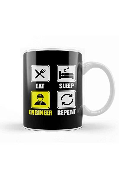 Baskı Dükkanı لطيف أكل النوم مهندس تكرار الهندسة مضحك القدح كوب بورسلين