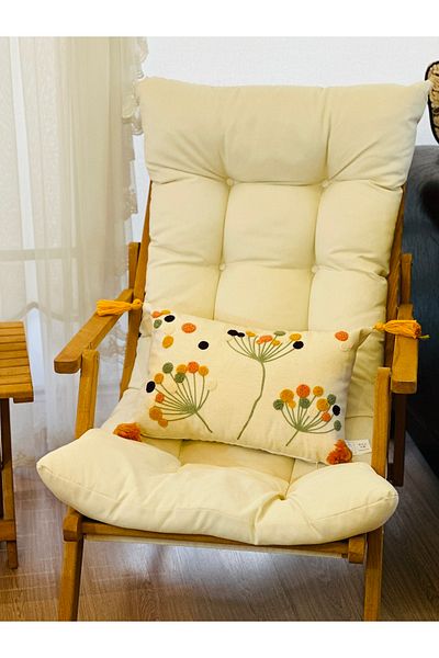 BUGİ HOME COLLECTİON Rectangular Punch Embroidered Premium Embroidered Branch Flower Themed Decorative Throw Pillow Cover