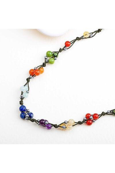 GİZEMLİ DOĞAL TAŞ Yedi Çakra Kolye Ametist Lapis Akuamarin Yeşim Sitrin Aventurin Akik