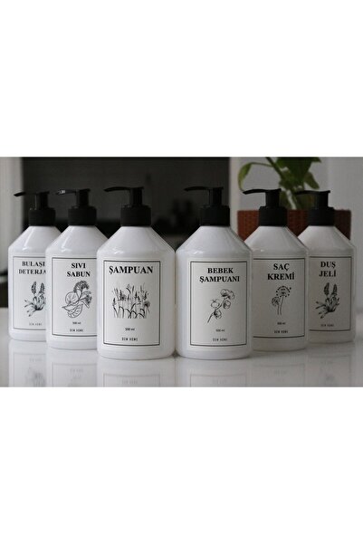 Dem Home Siyah Kapaklı Beyaz Plastik Mutfak & Banyo Düzenleyici 6 Lı Sabunluk...