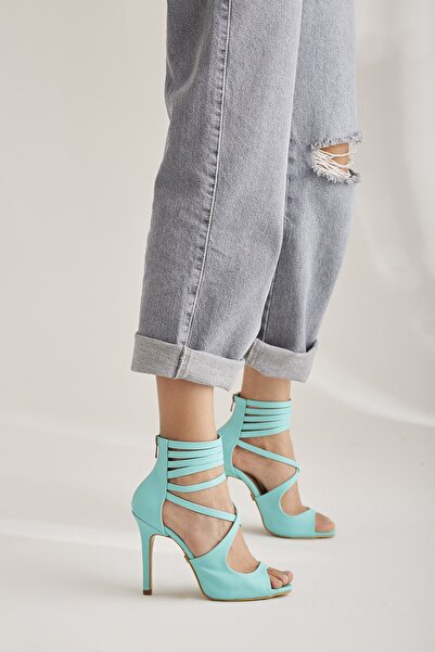 AYAKKABI PRENSİ Mina Mint Matte 10 cm Women's Classic Heeled Shoes
