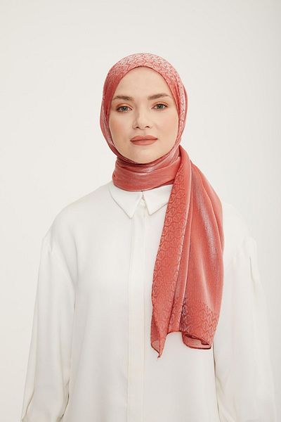 Armine Shiny Logo Detailed Shawl Pomegranate Color