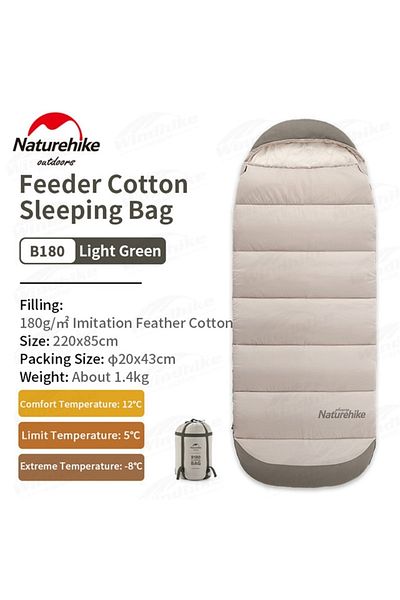 Naturehike Хранилка B180 Cotton Uyku Tulumu -8°c Мъх Зелено-дясно
